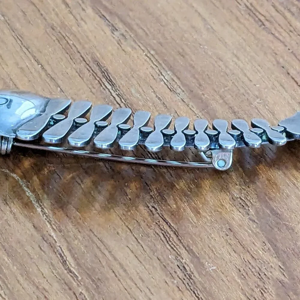 Stunning Vintage Mexican 925 Silver FISH SKELETON Pin Brooch - Eagle 3 Mark